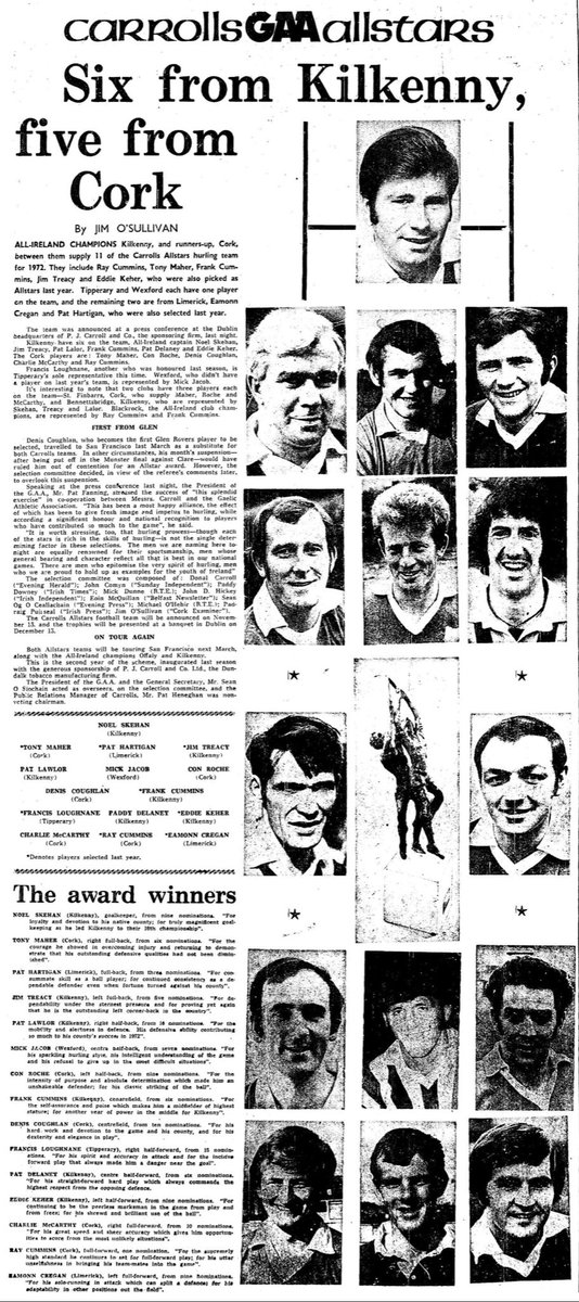 Cork Hurling History 🔴⚪️ on Twitter "The Carroll’s Hurling AllStar