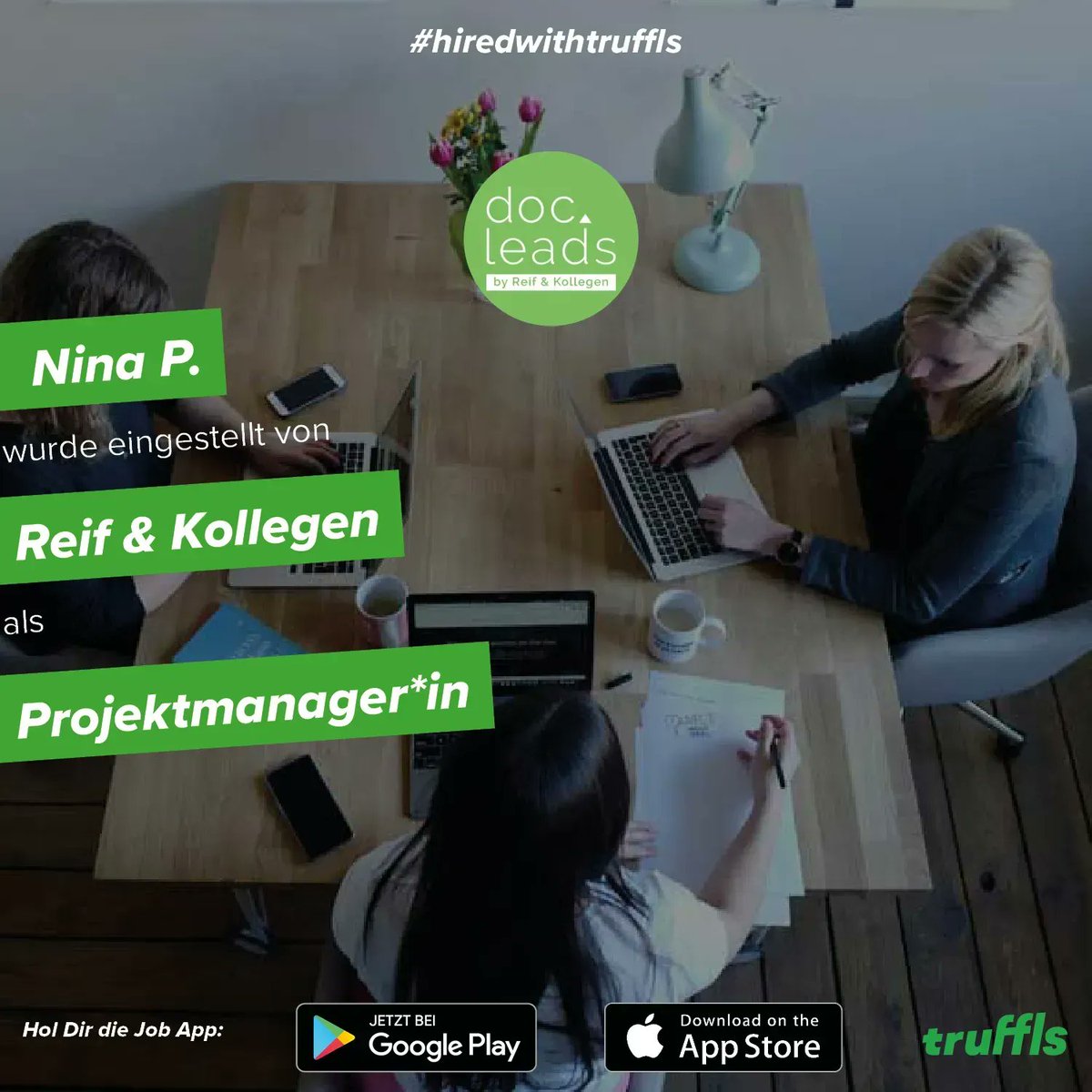 truffls's tweet image. Glückwunsch an Nina und Reif &amp;amp; Kollegen 💚🎉  
#truffls #jobapp #job #jobs #hired #recruiting #recruiter #talent #hire #newjob #personalwesen #hr