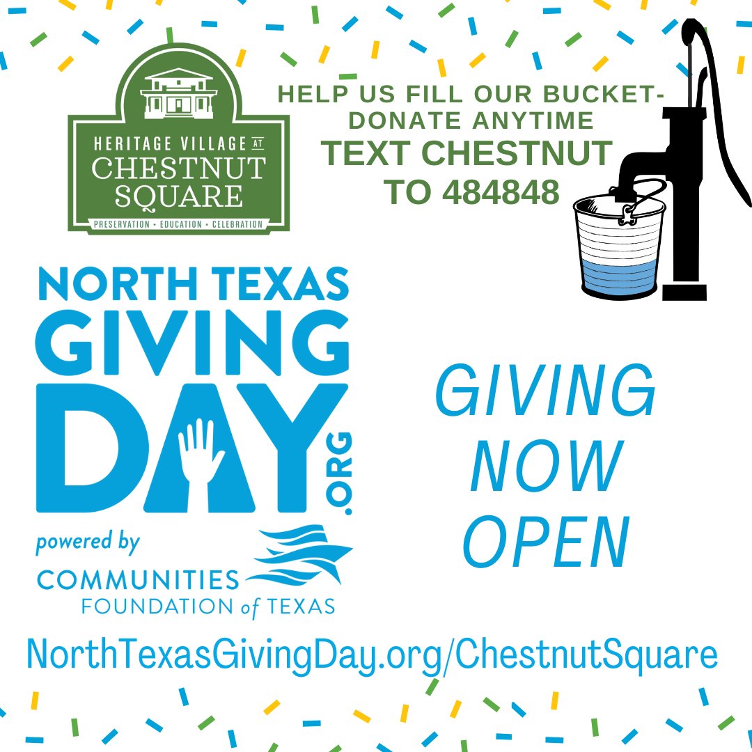 Chestnutsquare's tweet photo. North Texas Giving Day is September 22nd!

But you don't have to wait to donate! Visit the link below to donate anytime!
https://t.co/MIgCJpMLP9

#ChestnutSquare #HistoricalDowntownMcKinney #NorthTexasGivingDay https://t.co/JDWghAAES1