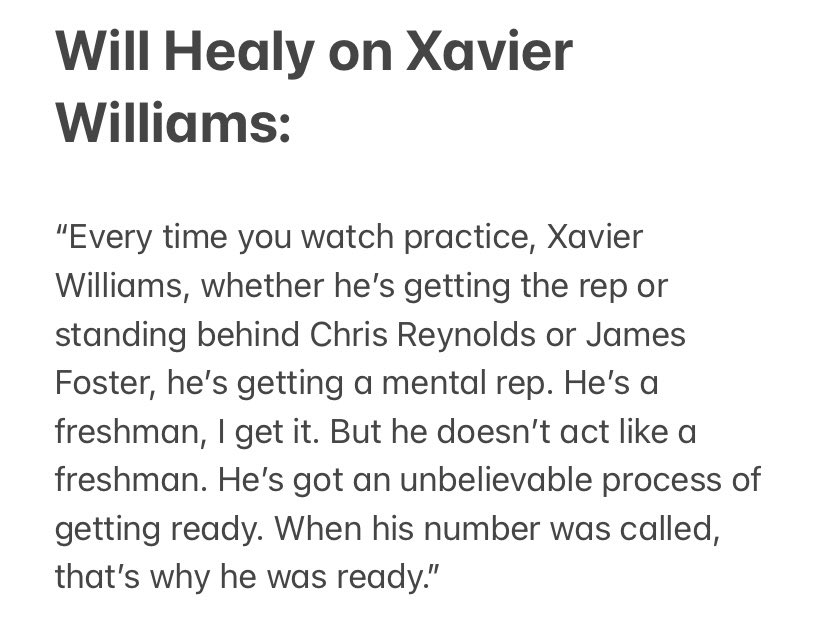 Hunter_Bailey45's tweet photo. Redshirt freshman Xavier Williams gets his first start today, per Pete Thamel. Here’s what head coach Will healy had to say about Williams: https://t.co/ODJcHXVlBa
