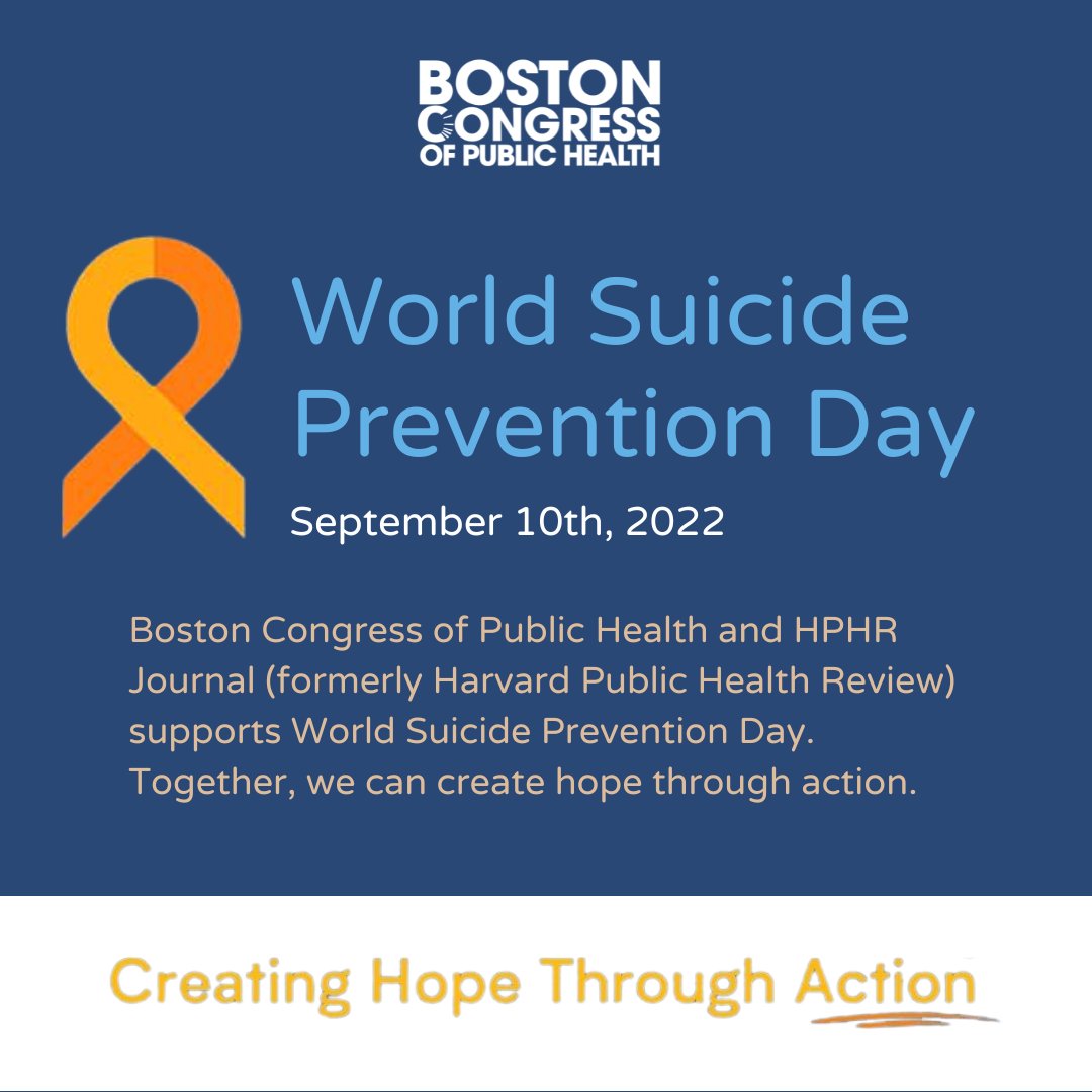 BostonCongress's tweet photo. We observe World Suicide Prevention Day each year on September 10. Learn about how you can Create Hope Through Action at https://t.co/tAgIhzNOQM.

#WSPD #WSPD2022 #WorldSuicidePreventionDay

To learn more about BCPH and how to become a member, visit https://t.co/czZFcvmwkr https://t.co/sDR7Ku9gHF