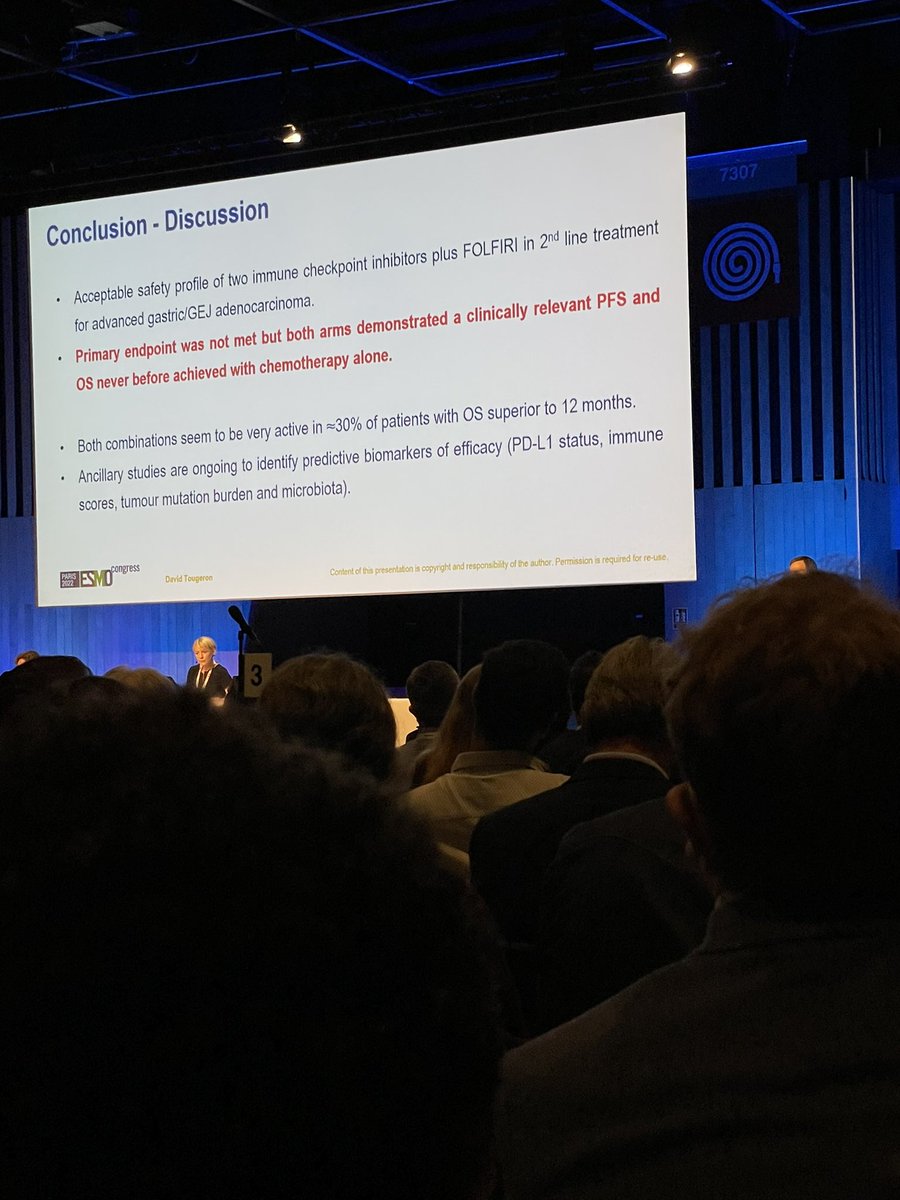 ffcd_cancerdig's tweet photo. Great presentation of David Tougeron! A strong signal trial in advanced gastric and GOJ cancers. Waiting now for the translation research analyses to understand the promising results in 30% of the patient population. @ffcd_cancerdig #Prodige partnership @GroupeUnicancer #gercor https://t.co/YI0dF0W1TJ