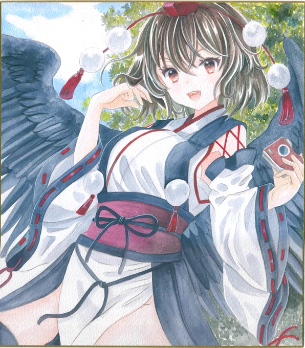 明日の京都合同で頒布予定の天狗装束あやや大色紙完成～(※先月描いた絵の再生産となります) 