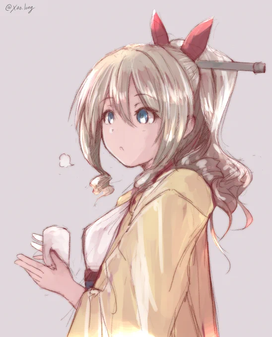 旗風さん。夜はお茶で一息。#艦これ版深夜の真剣お絵描き60分一本勝負#艦これ版真剣お絵描き60分一本勝負_20220910 