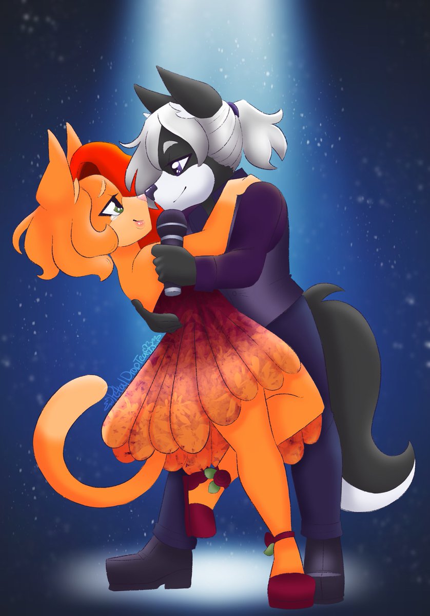 PetalDropTea's tweet photo. Another commission for @aeonkai50 Two cuties on their anniversary night~ https://t.co/l0iN5iY1xt