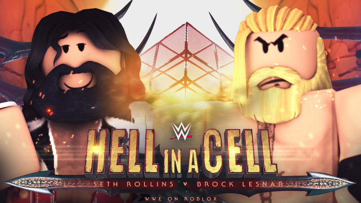 WWEOnRoblox's tweet photo. THE BEAST! @WWE_BrockL takes on the VISIONARY! @RollinsRBLX 

TODAY at Hell in a Cell! 
Streaming LIVE at 3:30 PM ET on WWE YouTube!
https://t.co/C0WuhYXNgR https://t.co/8GXwFzYRim