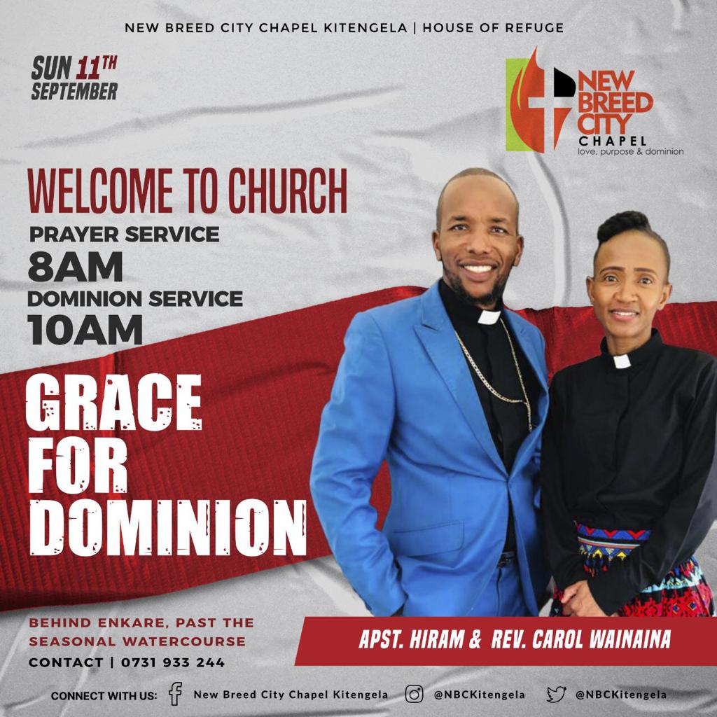 NBCKitengela's tweet photo. Sunday Is Here!
It Is Amazing What Grace Can Do To You. It Can Make You To Be Anything. Become Anyone. Are You Ready To Be Made By Grace?

8am - Prayer Service. 
10:30 - Main Service.
Why Come Alone?
See You There. 

#GraceForDominion 
#KitengelaForJESUS 
#ApstHiram https://t.co/uskl8N8ZlD