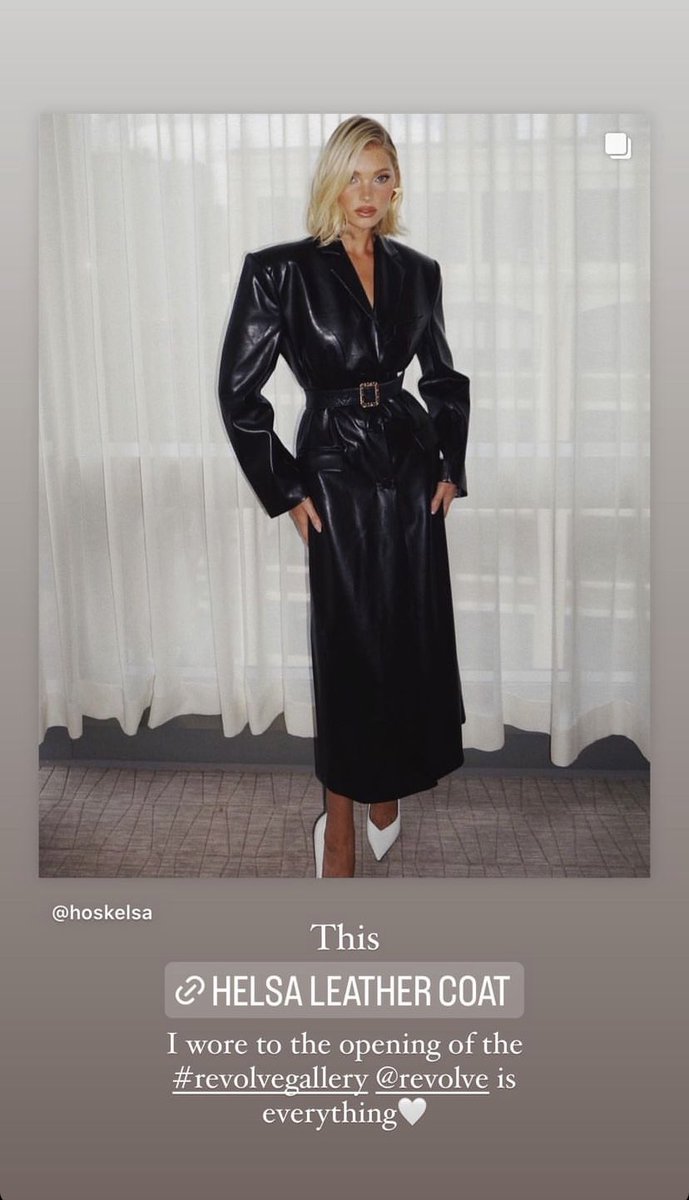 elsahoskbrs's tweet photo. "Esse casaco de couro que eu usei na abertura da #revolvegallery @revolve é tudo 🤍". — Elsa Hosk via Instagram Stories. https://t.co/TjildDWjxM