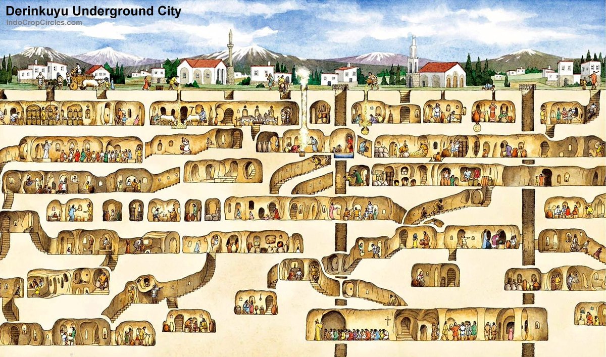 arqcommx's tweet photo. Mapa de Derinkuyu, una antigua ciudad subterránea que se encontró en Turquía.
La ciudad desciende 60 metros y podría albergar a 20 mil 200 personas. Se descubrió cuando un residente turco encontró una habitación misteriosa detrás de una pared en su casa. https://t.co/AVbX4OSvYh