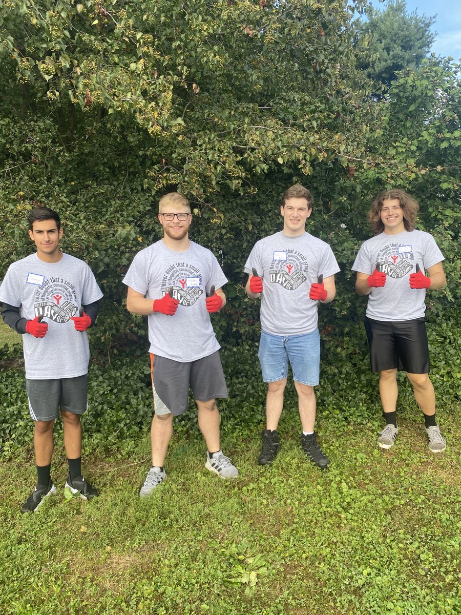Today is #DayofCaring! Right now, our students are lending a helping hand across Lancaster County by volunteering. Here's what some of them are up. First up: this group of students are helping to clean up at Mountville Park and Trinity Church.