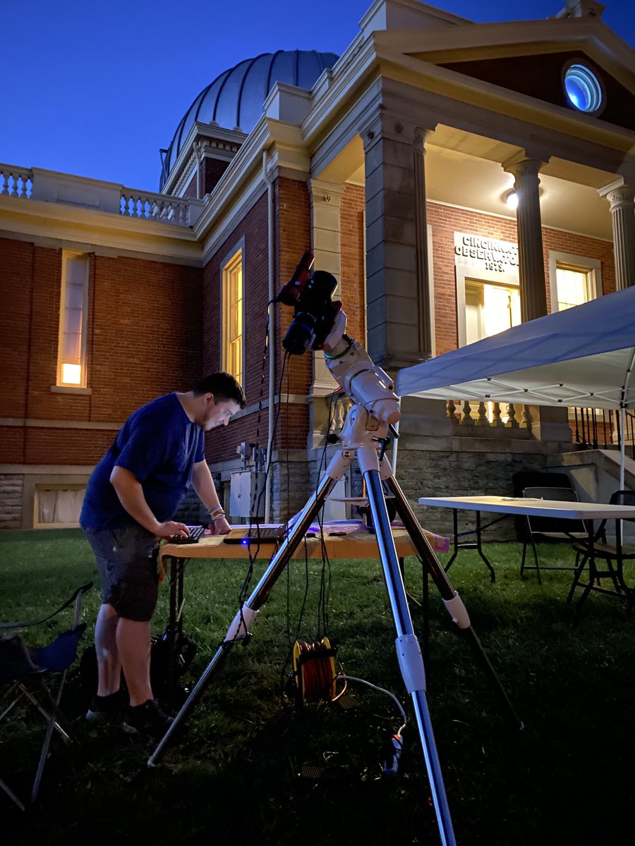DeanRegas's tweet photo. Thank you to all the astronomers who brought their telescopes to @CinObservatory last night! Come tonight 6-10pm to see even more scopes at ScopeOut, our annual telescope fest for the public. #ScopeOut https://t.co/25WMiMfbhc https://t.co/LDCSV6sPV7