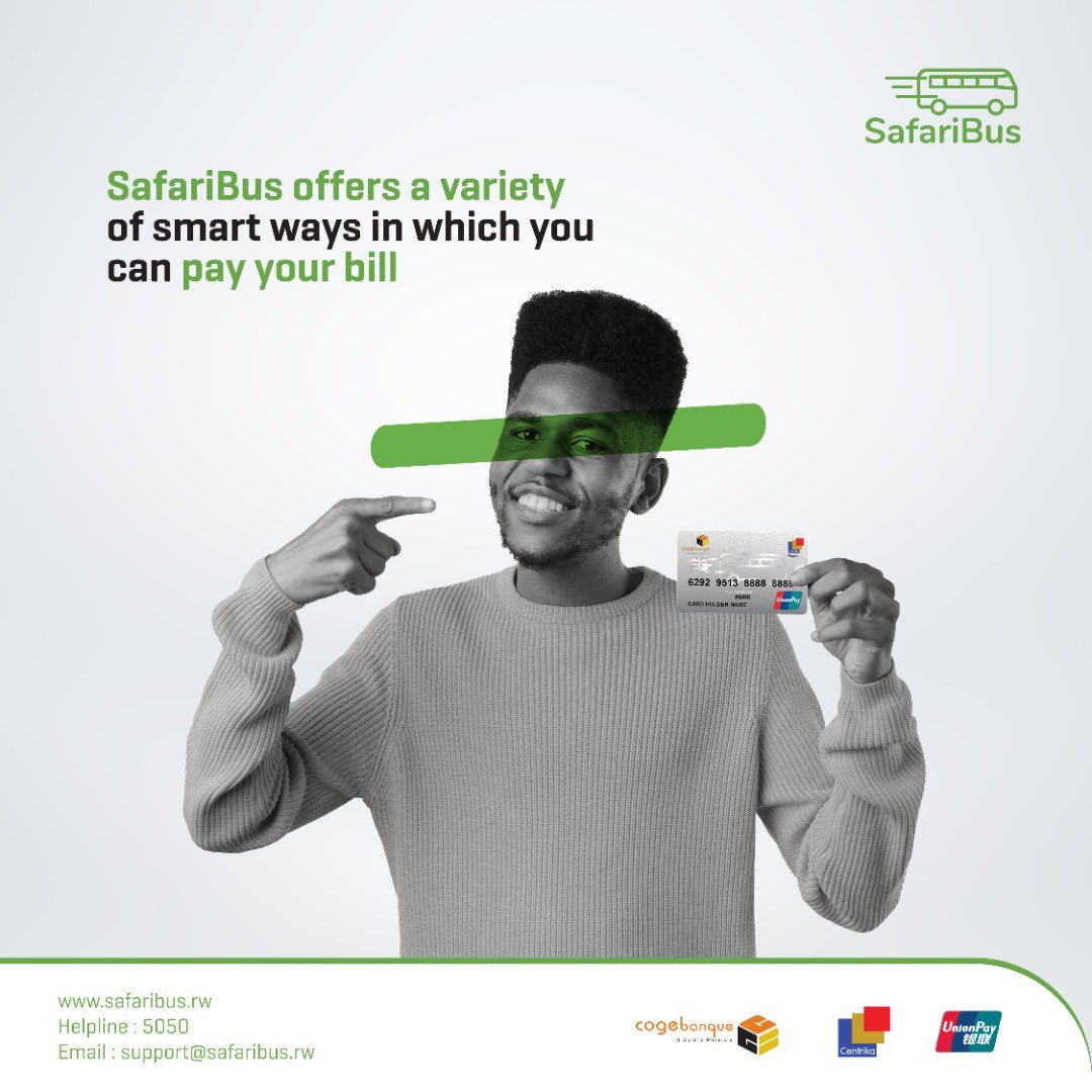 safari_bus's tweet photo. SafariBus was customized for bus commuters and those who make cashless and online payments. Make your weekend transactions hassle-free.

It is simple and efficient.

#SafariBuscard #IkoraHose #TwagiyeKashiresi https://t.co/sPwHSci4jL