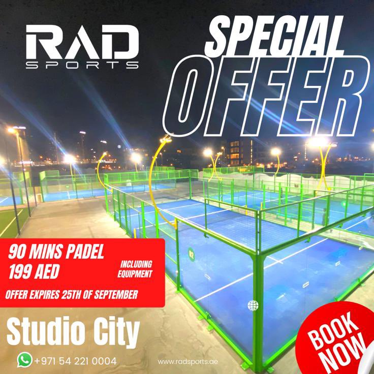Hi all, if anyone is interested in playing padel, RAD sports in Studio City has an offer on at the minute 😁 #dubai #padel #padeluae #fitness #studiocity