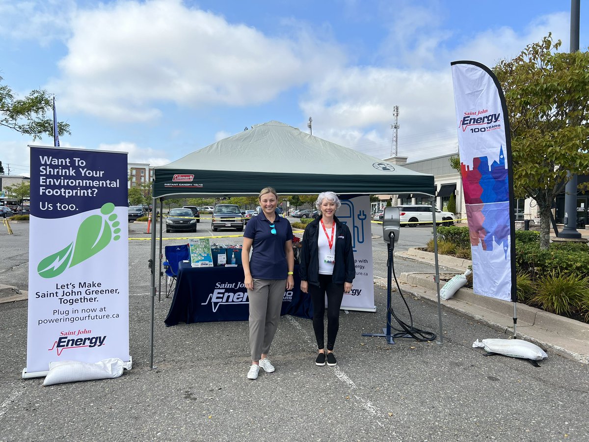 SJEnergy's tweet photo. Join us at #DriveElectricDay at East Point Saint John today. Green and affordable, EVs are driving our community to a greener future. Stop by and say hello to our team. Shape the future of EVs by sharing your thoughts for a chance to win a $250 car care kit. https://t.co/nB9dKHupjR