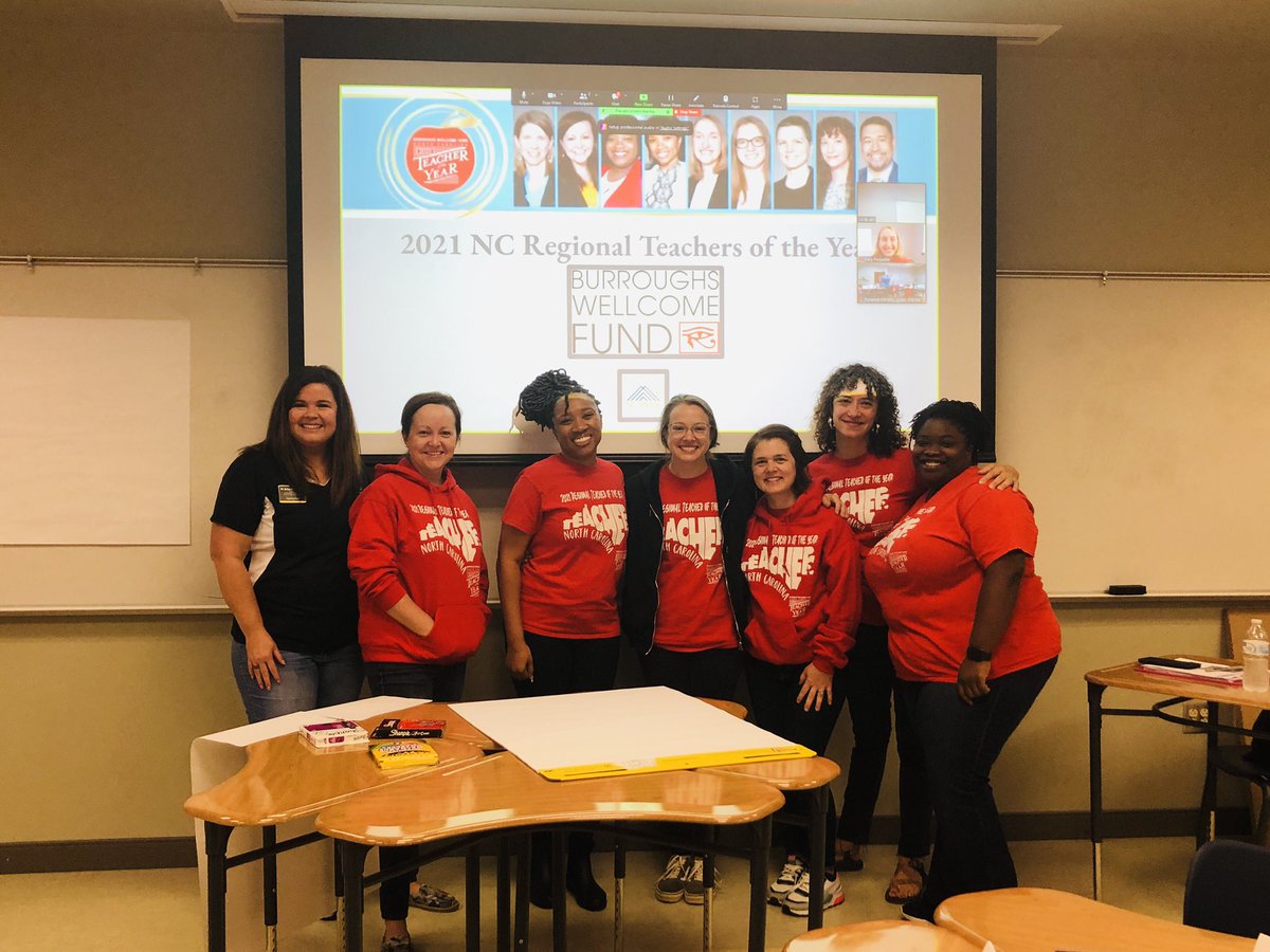 brosenbalm's tweet photo. Honored to have NC’s TOY @Gina4Lit and Regional TOYs @kapoquette @EllingtonErinm @SusannaCerrato (and more) retreating and training at the @AppstateRCOE today with @NCPeakEd’s @JanKingNC and @reinhardt1200 leading! 💛 https://t.co/QMTwY3vub5