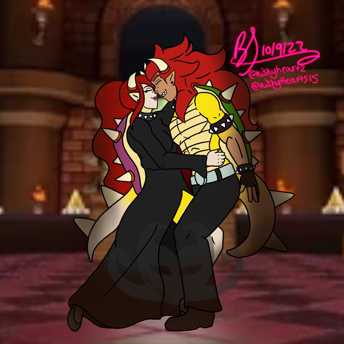 KishyHeartz's tweet photo. Dancing in the Dark~(Before and After Anitas Passing) #bowser #bowserfanart #oc #originalcharacter #humanbowser #procreate https://t.co/cXd9kDNFnM