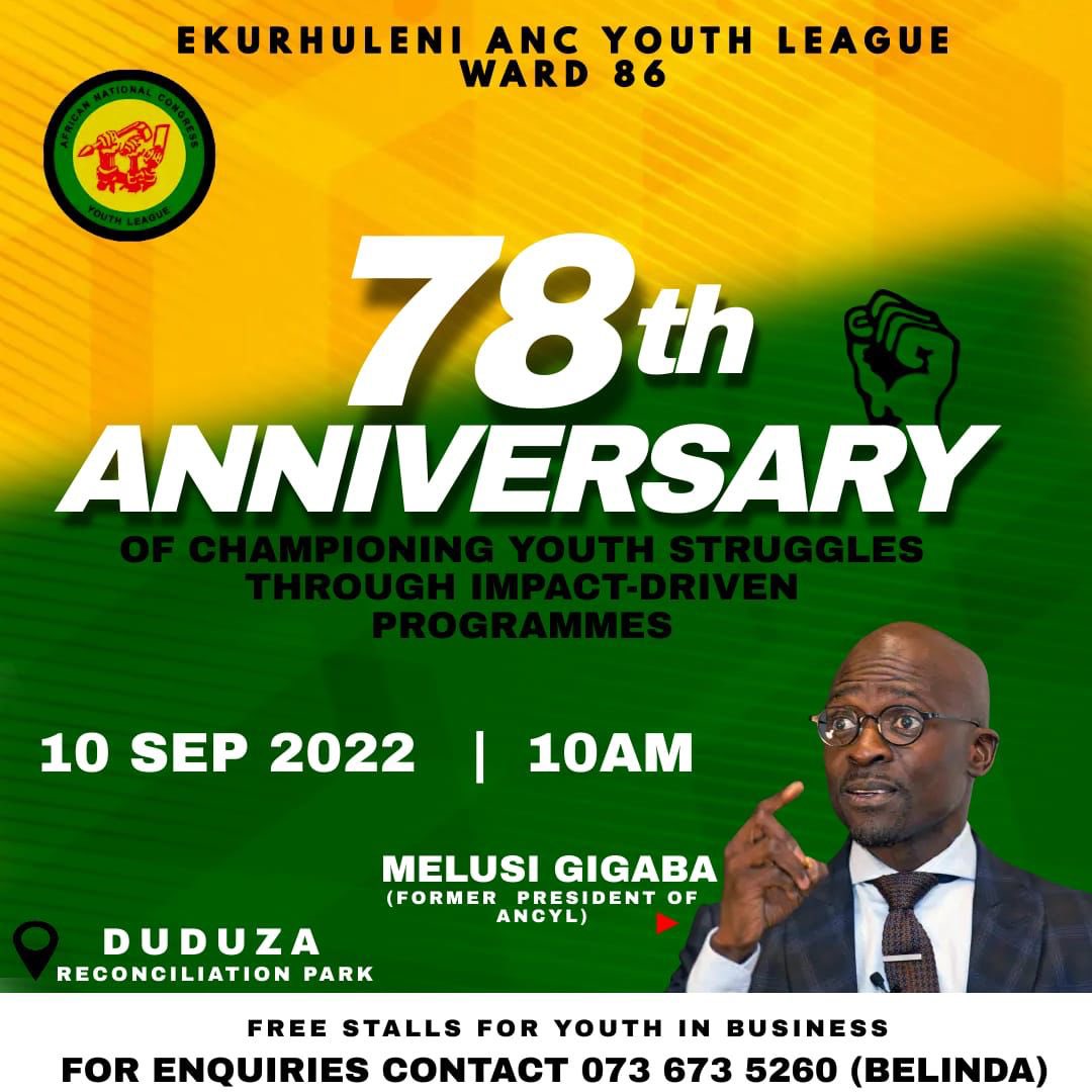 SbokaZungu's tweet photo. Former President of the ANCYL @mgigaba joined the @AEkurhuleni in the 78th Anniversary Celebration. The program started at the memorial where former YL and MK combatants lay. #ANCYL78 https://t.co/XPwhKGHyHA