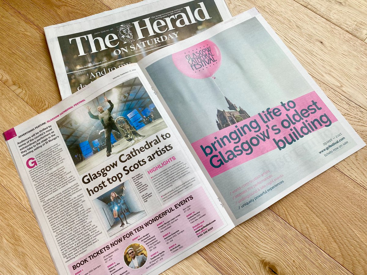 CathedralFest's tweet photo. Have you seen us in today's @heraldscotland? 📰😍 Grab yourself a copy to read all about this year's festival in the @heraldmagazine https://t.co/5Qjsyeotcg