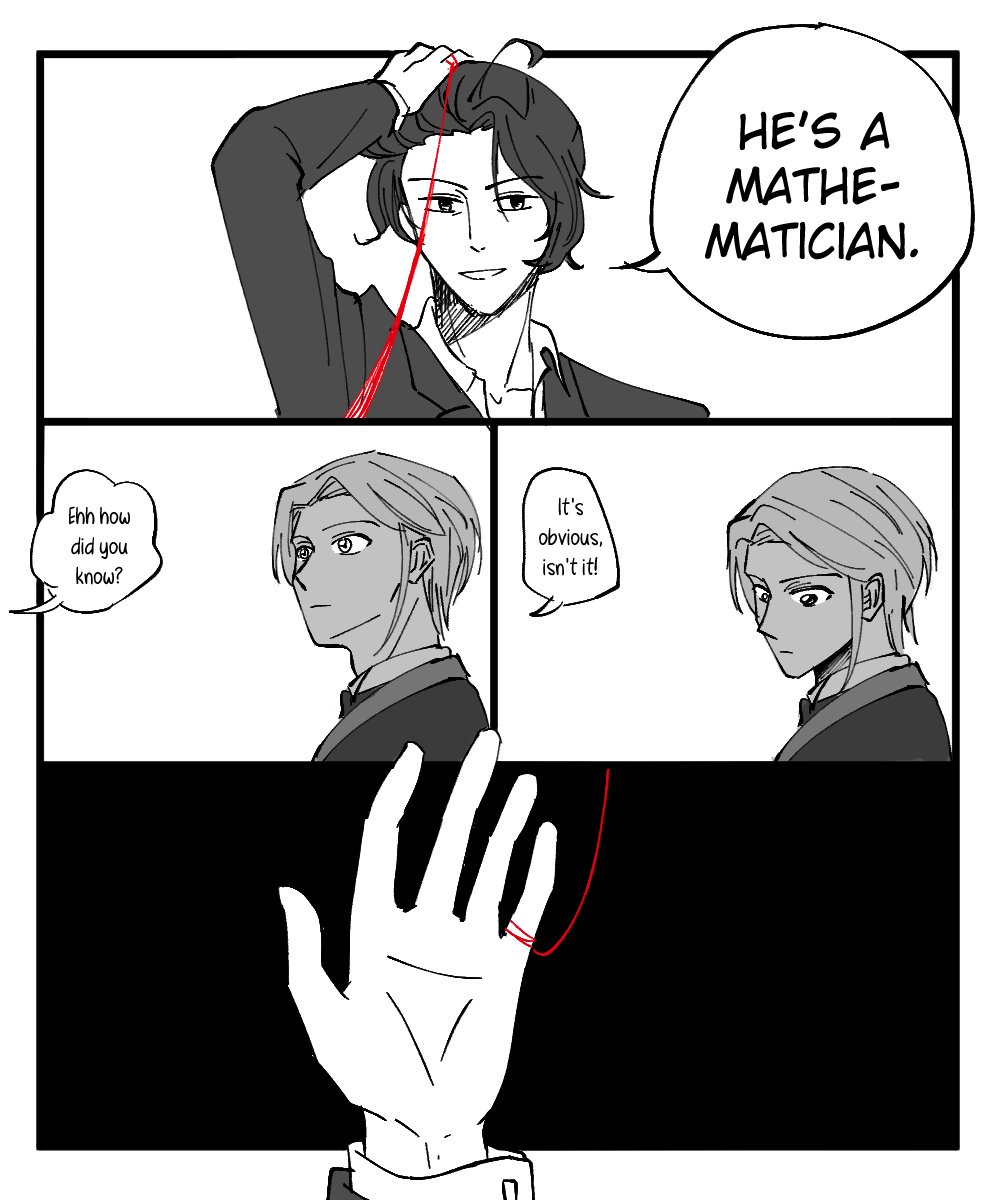 ultopias's tweet photo. sherliam red thread of fate au except only william can see the thread. seems like the genre is romantic comedy https://t.co/SM6xHfnTPv