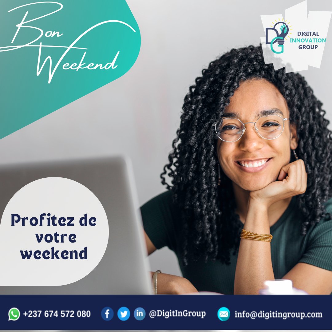 DigitInGroup's tweet image. Passez un agréable weekend. ☺

N&apos;hésitez pas à nous contactez pour la Digitalisation de votre structure.

#Digitalisation #transformation #DigitInGroup #Weekend