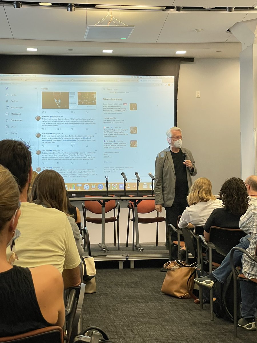 etharkamal's tweet photo. meta moment. listening to @jeffjarvis discuss said tweets at a @NewmarkJLeaders three-cohort residency. https://t.co/VdgSm9fWO6