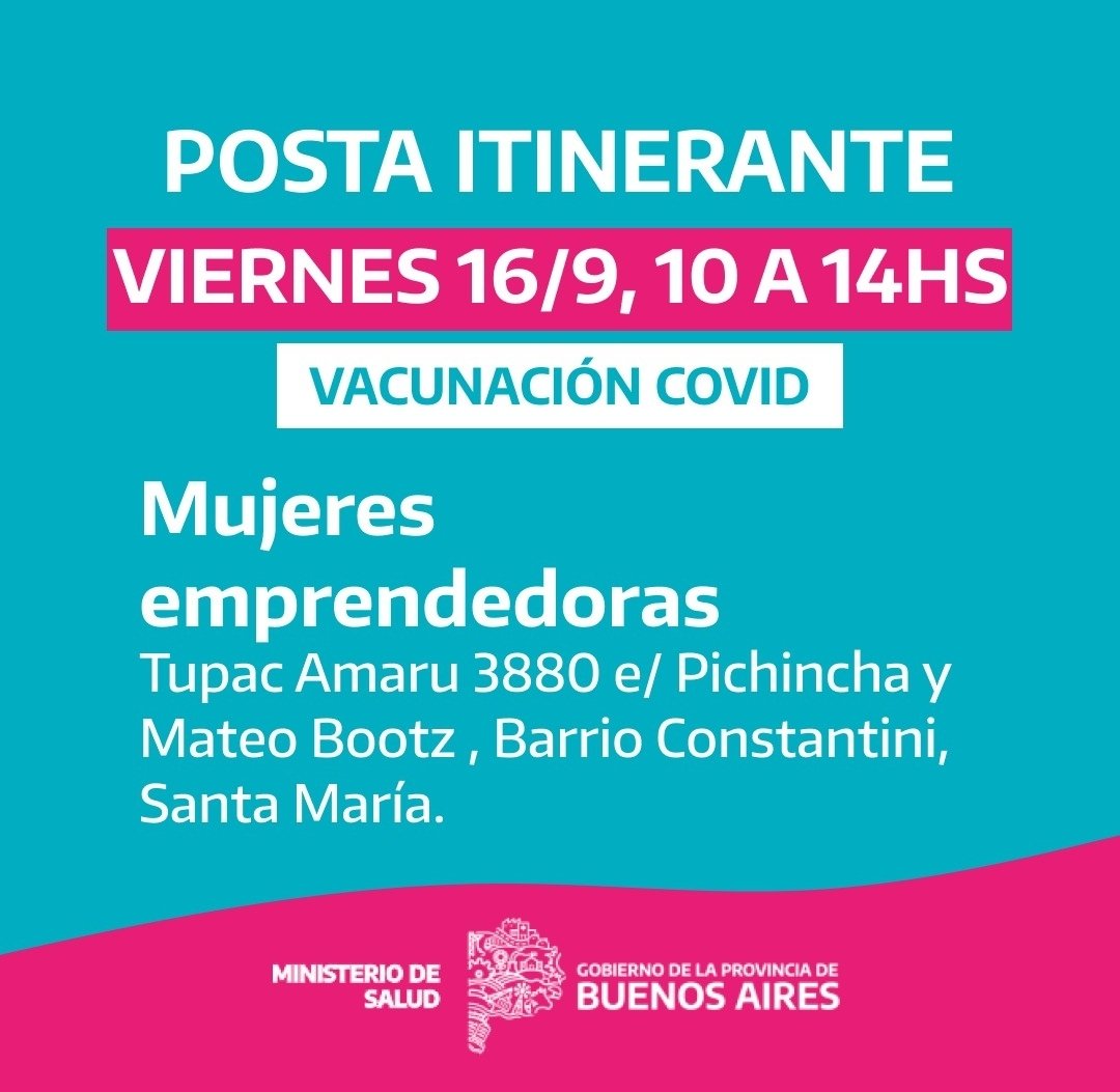 navarroteresita's tweet photo. #SanMiguel
Las postas itinerantes de vacunación #COVID19 en los barrios de nuestro distrito, como siempre el gobierno de la #GPBA sigue cuidando a la gente.
Los esperamos de 10hs a 14hs
Abuelos, padres, adolescentes y niños.
👨👩👧👦👵👴
@Kicillofok @larroqueandres @Srefidanza https://t.co/kb2eJXUjFk