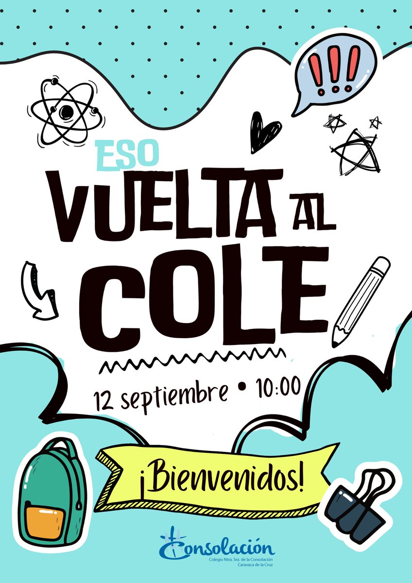 𝗜𝗡𝗜𝗖𝗜𝗢 𝗗𝗘 𝗖𝗟𝗔𝗦𝗘𝗦: 𝗦𝗘𝗖𝗨𝗡𝗗𝗔𝗥𝗜𝗔 🧪🧮👩🏼‍🏫

Solo faltan ellos, nuestros mayores de ESO, que se incorporan el próximo lunes, a las 10:00, al nuevo curso académico, ¡os esperamos! 🚀

#consolacióncaravaca #curso2223 #aportodas💪