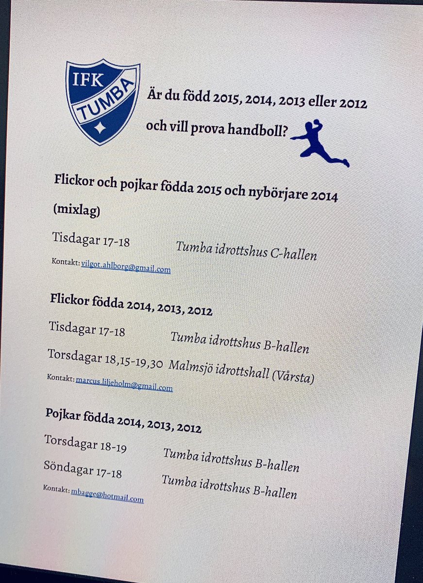 Botkyrka med omnejd! Vi vill att fler barn provar handboll! 🤾🏼‍♀️🤾🏻‍♂️ Välkomna!