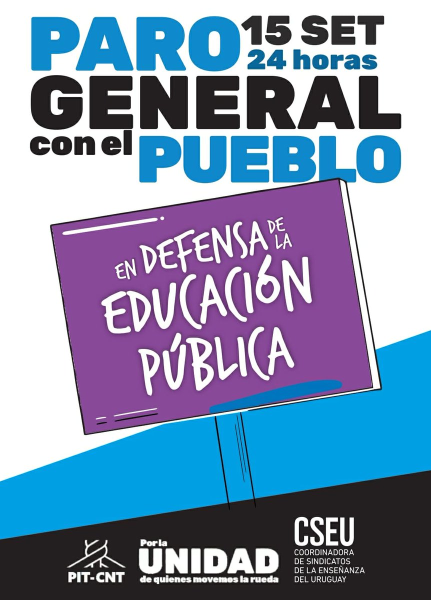 SidfeUy's tweet photo. #ParoNacional 
#PITCNT
#SIDFE 
15.09.22
PARO GENERAL DE 24 HORAS
#NoSeAguantaMás
#TransformaciónDeTerror 
#VivaLaEducaciónPública https://t.co/ivqybVM5ss