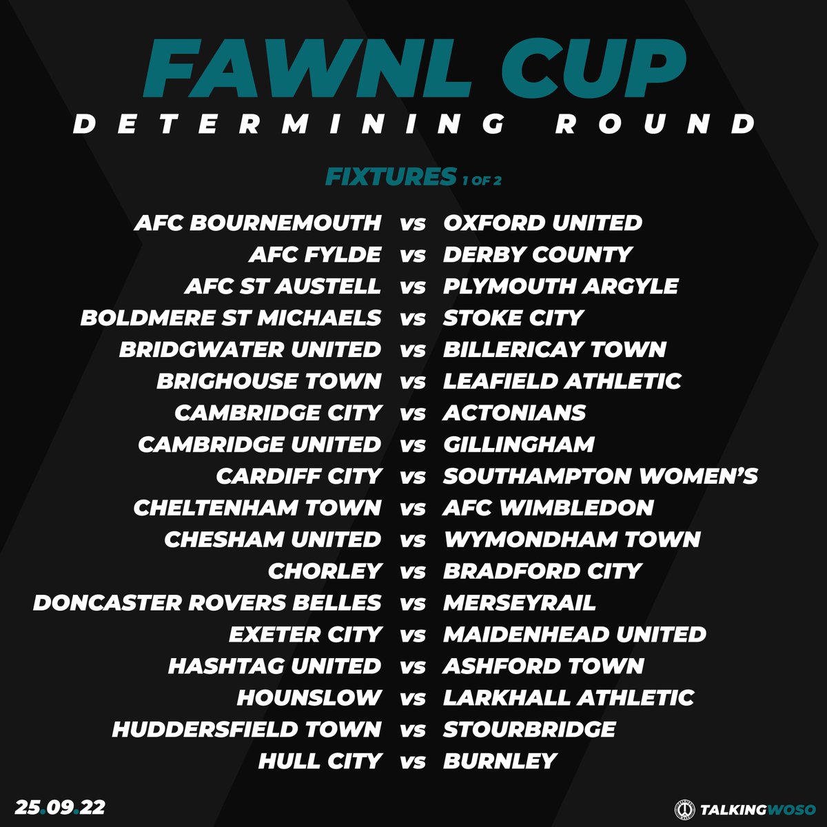 TalkingWoSo's tweet image. 𝗡𝗘𝗪𝗦 | FAWNL League Cup matches have been rescheduled for Sunday 25 September. 

#FAWNL #WeAreNational