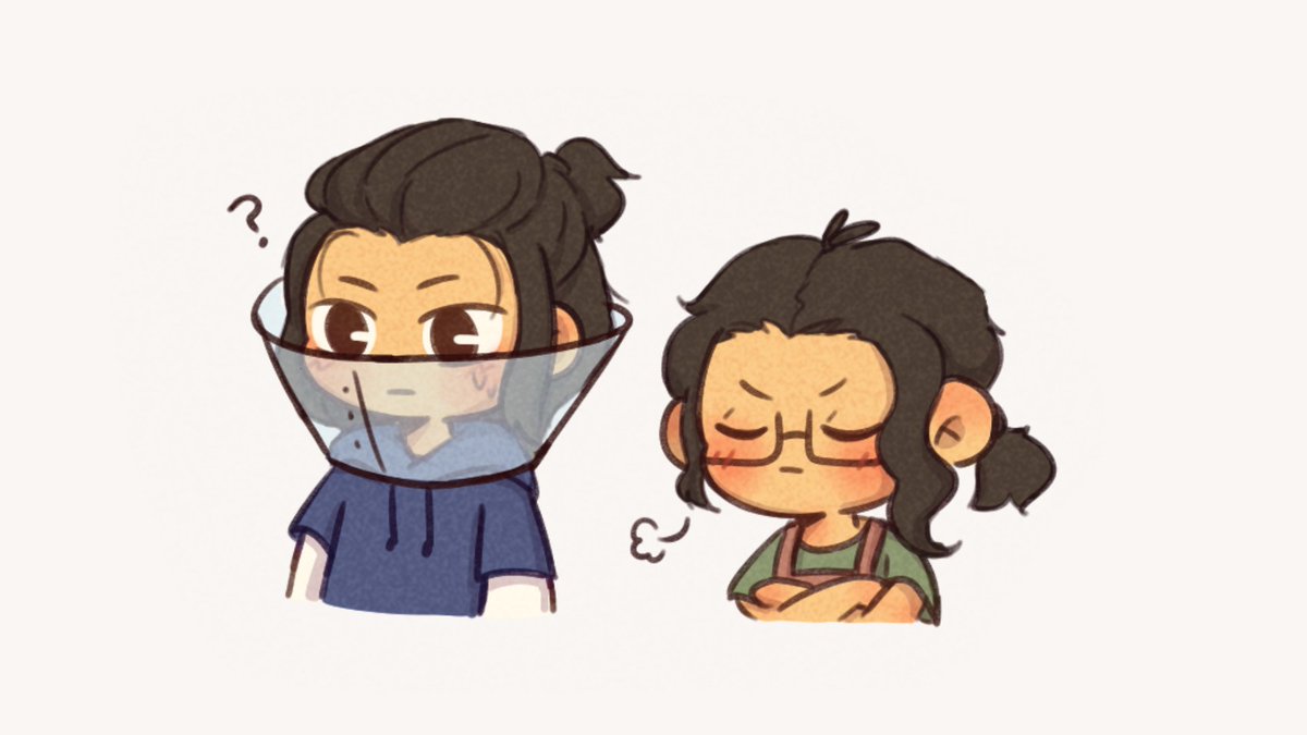 cupiko / hackforger 💻🎨
Si 💻suka banget kasih surprise kiss ke 🎨, karena kesel akhirnya 💻dipakein cone kaya kucing abis disterilisasi