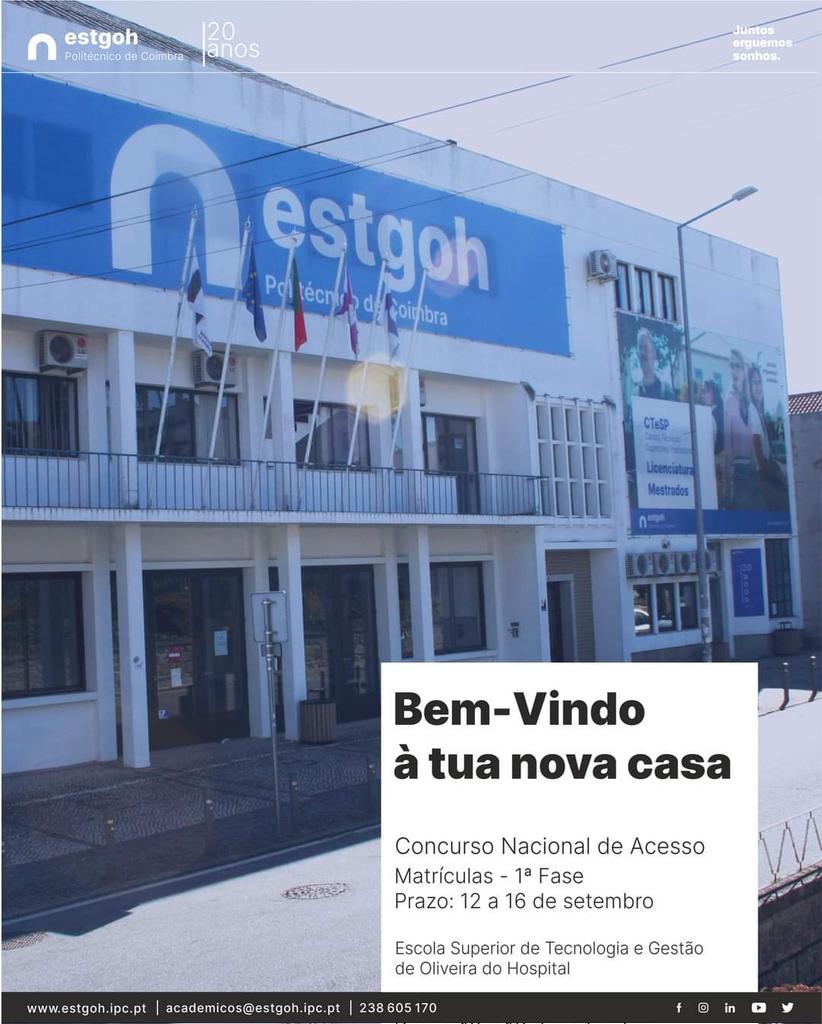ESTGOH_'s tweet photo. 𝗕𝗲𝗺-𝘃𝗶𝗻𝗱𝗼 à 𝗘𝗦𝗧𝗚𝗢𝗛! Esta é a tua nova casa e esperamos que seja o início de uma grande aventura porque 𝗷𝘂𝗻𝘁𝗼𝘀 𝗲𝗿𝗴𝘂𝗲𝗺𝗼𝘀 𝘀𝗼𝗻𝗵𝗼𝘀.
👨🎓👩🎓
Votos de bom ano letivo de 2022/2023.
#estgoh #ipc #20anosaerguersonhos https://t.co/tu4Sbu0pAG