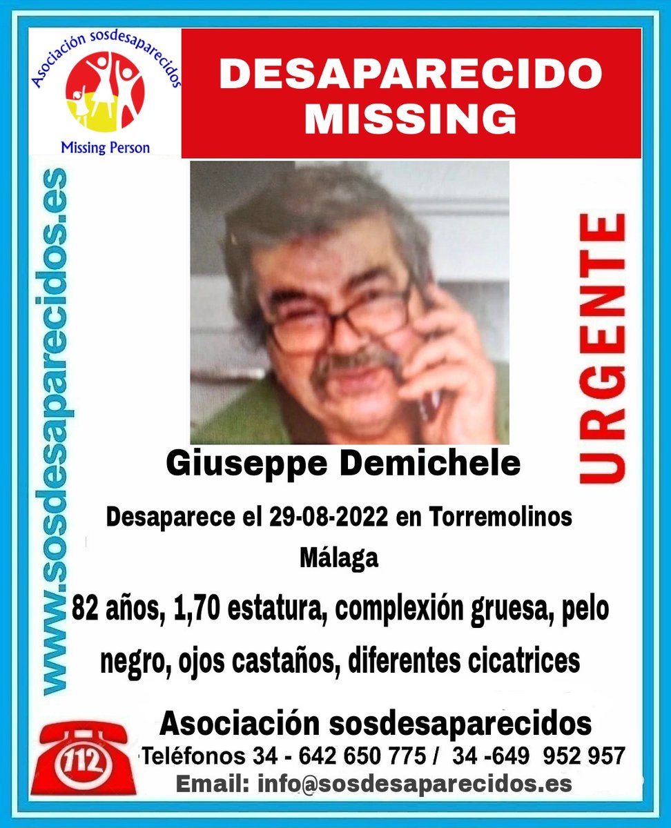 🆘 DESAPARECIDO
Continúa desparecido 
#desaparecido #sosdesaparecidos #Missing #España #Torremolinos #Málaga