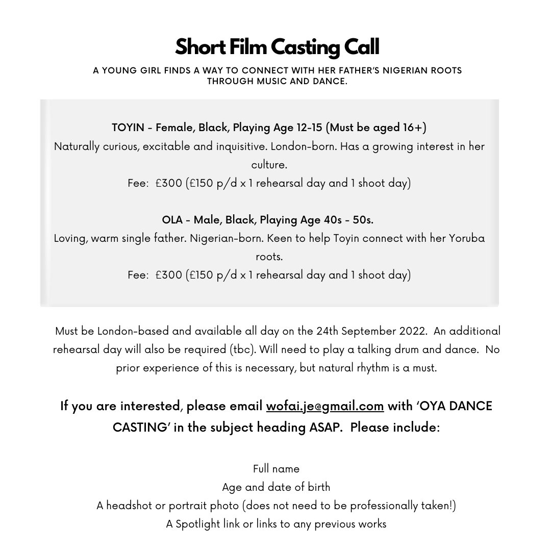 📢 We're casting for our next short film! Get in touch if you fit the description or please share #opencasting #shortfilm #castingcall