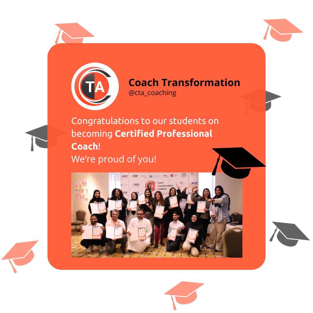 CTA_Coaching's tweet photo. Well done, coaches! 🎓 Congratulations to all our students on becoming certified professional coaches! 👏 👏 

#congratulations #coaching #certified #coachtransformation #coaches https://t.co/Asso5oxYzG