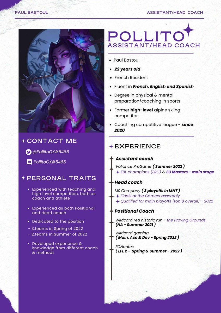 PollitoGX's tweet photo. Since our EU Masters run is over, I am now LFT as Head Coach / Assistant coach !

Looking for a long term project in ERL/ERL2.

References: @ADFX_lol, @galibgg, @TheSleeping1, @lolQuanta, @BenBlacksky / @myra__davis, @_KRussT, @pemagand, @theMessiahONE

Like❤️ &amp; RT🔁appreciated ! https://t.co/V0kxgZ3lU1