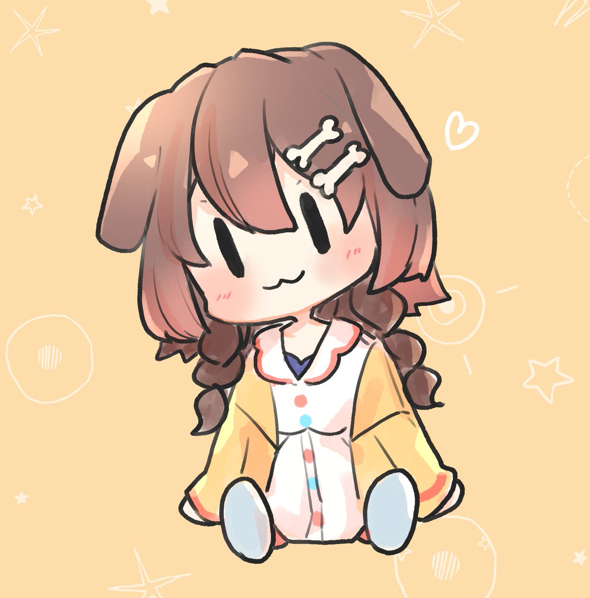 inugami korone 1girl hair ornament solo animal ears brown hair :3 dog ears  illustration images