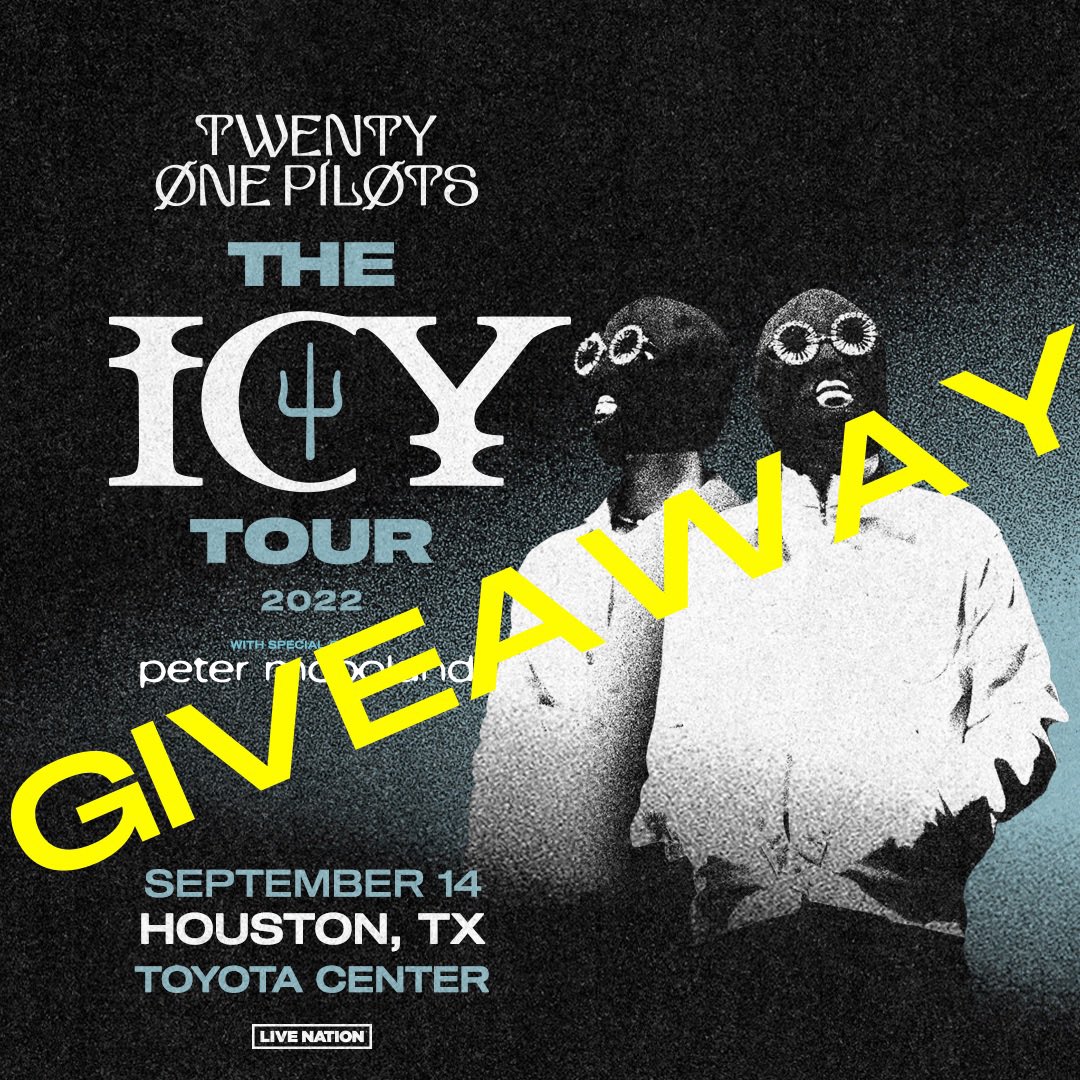 🔥TICKET GIVEAWAY🔥
Win yourself a pair of tickets to see <a href="/twentyonepilots/">twenty one pilots</a> next week at <a href="/ToyotaCenter/">Toyota Center</a> ! 

To enter to win: 
👉🏻Follow us! <a href="/Frequency713/">Space City Frequency</a> 
👉🏻Re-tweet this! 

That’s all ya gotta do! Winner will be announced Tuesday!  

#twentyonepilots #scf #free #giveaway