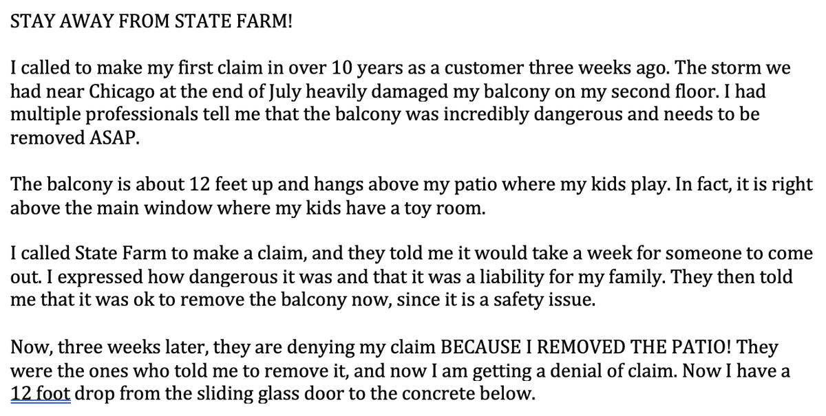 JimDeMory's tweet photo. @StateFarm is a horrible neighbor. #stayaway #insuranceagent #insurance https://t.co/c0BVxTDler