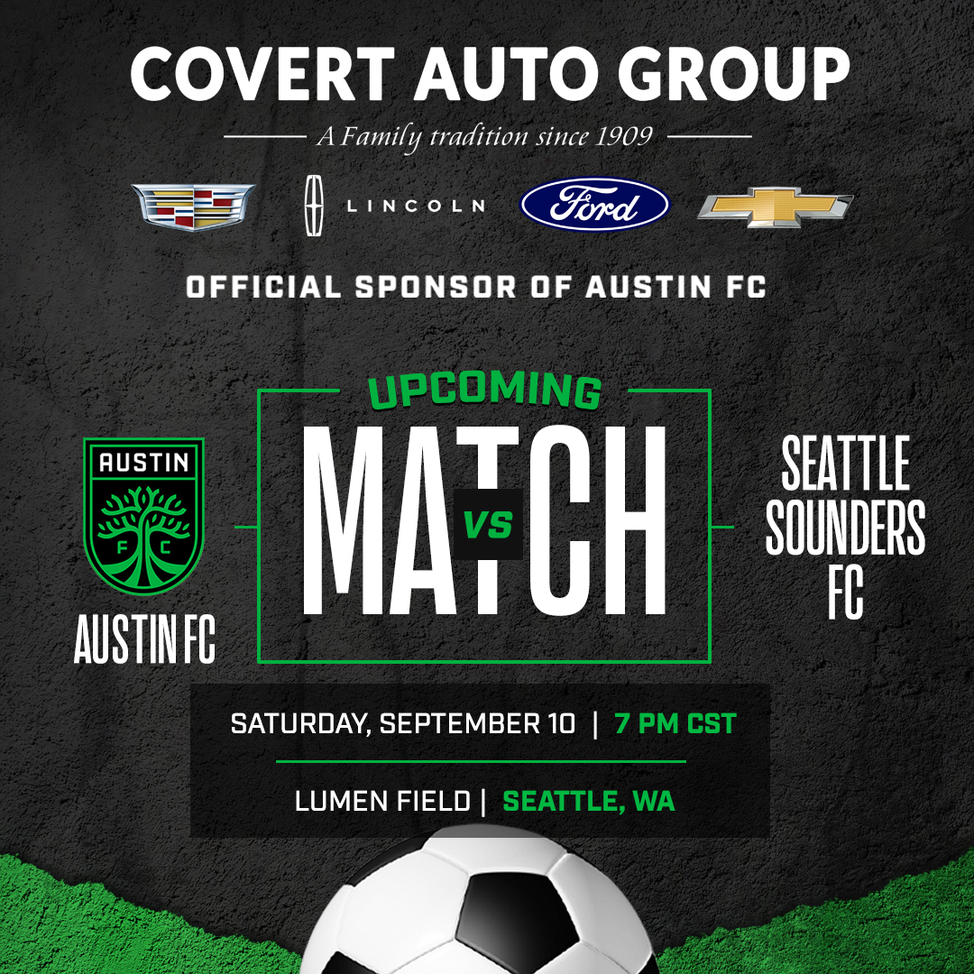 CovertFordLinc's tweet photo. TONIGHT the @AustinFC will be facing off against the Seattle Sounders SC at Lumen Field in Seattle, Washington @ 7pm!
#Soccer #ATXsoccer #CovertFord #CovertLincoln #CovertAutoTexas #CovertTexas #GrowTheLegend #Verde #Listos #CultivaLaLeyends #CovertAutoGroup #AustinFC https://t.co/pCrEDczQ8x