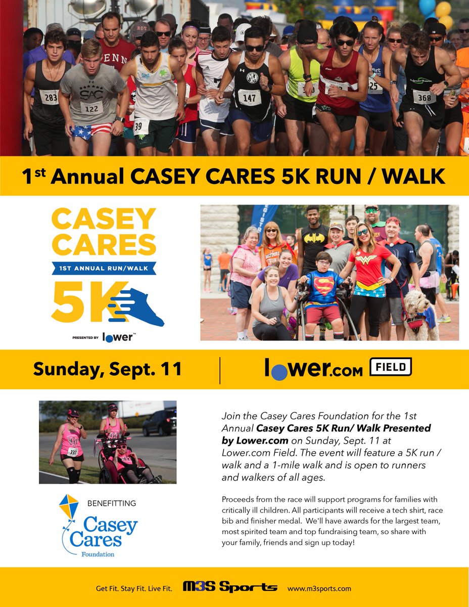 M3SSports's tweet photo. It's almost time for the first annual @CaseyCares 5K presented by @Lowerdotcom ! There is still time to register!
https://t.co/LZwX6gEgF2
#CaseyCares https://t.co/OiBTdBcViA