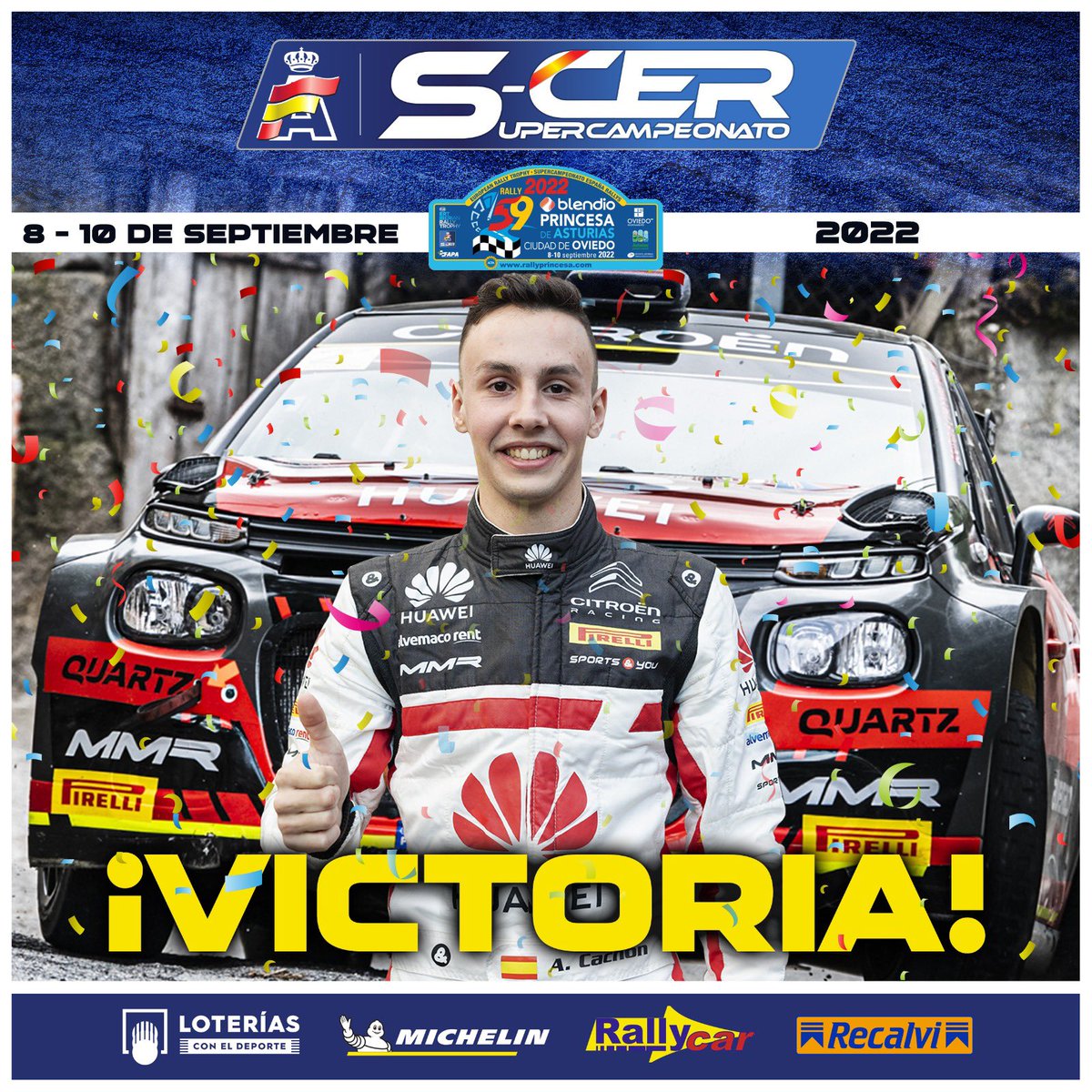 SuperCER_RFEDA's tweet photo. ¡Final de infarto en el @RallyPrincesa!

@pepslopezdriver / @borjarozada han doblado el puente trasero durante la disputa del último tramo.

¡@Cachon_Ale / @jandrinlopez han conseguido in extremis su primera victoria!

¡¡¡Enhorabuena!!!

#SuperCER 🇪🇸 https://t.co/OZxEhpFs6Q