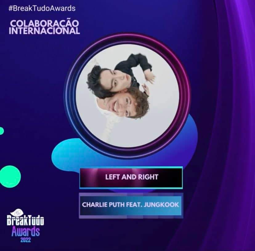 btschartsxdaily's tweet photo. 🏆 @BTS_twt &amp; Jungkook has been nominated at the 2022 BreakTudo Awards

— International Group
— Kpop Boy Group
— International Fandom
— International Collaboration

•Twitter:
🗳️ I vote #BTS #BTSKPOP #LeftandRight #BTSARMY for #BreakTudoAwards 2022
+ https://t.co/QH9mxBAHHs