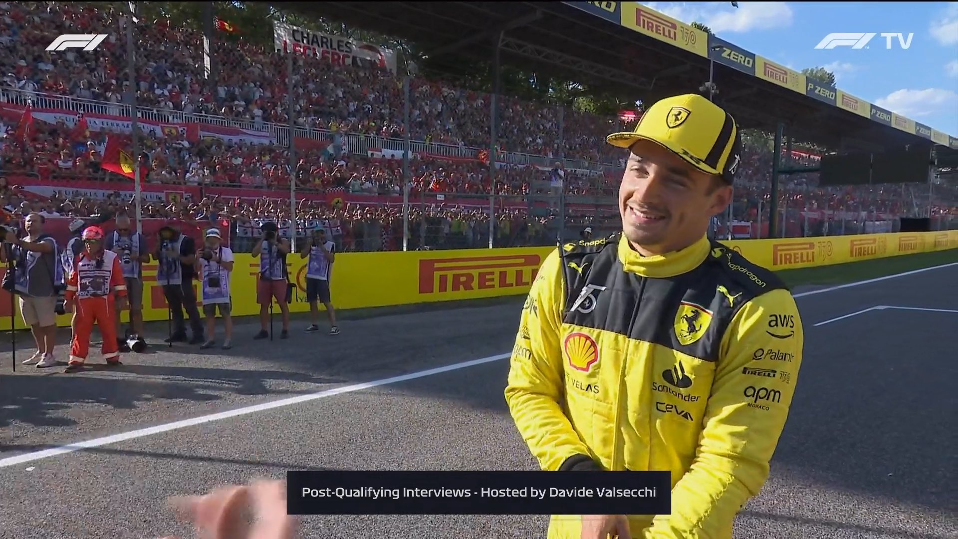 Video Charles Leclerc reacts to Monza pole "It is amazing!" 2022