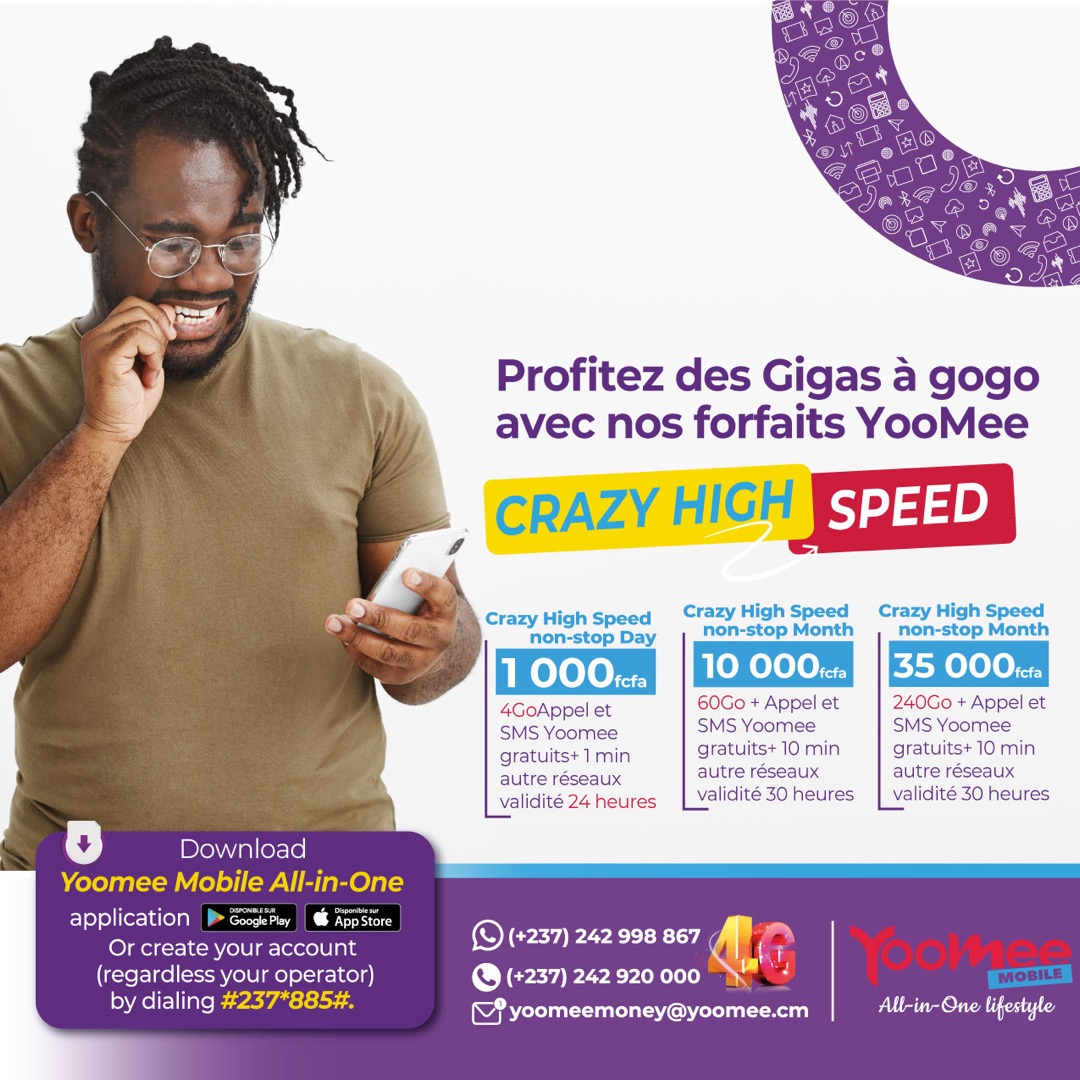 Yoomee_mobile's tweet photo. Choisis ton forfait et surfe désormais sans contrôler tes datas avec notre offre #CrazyHighSpeed
...................................
Choose your package and surf now without checking your data plan with our data packages #CrazyHighSpeed
#YooMeeMobile #best4gnetwork https://t.co/M5tYEihMDY