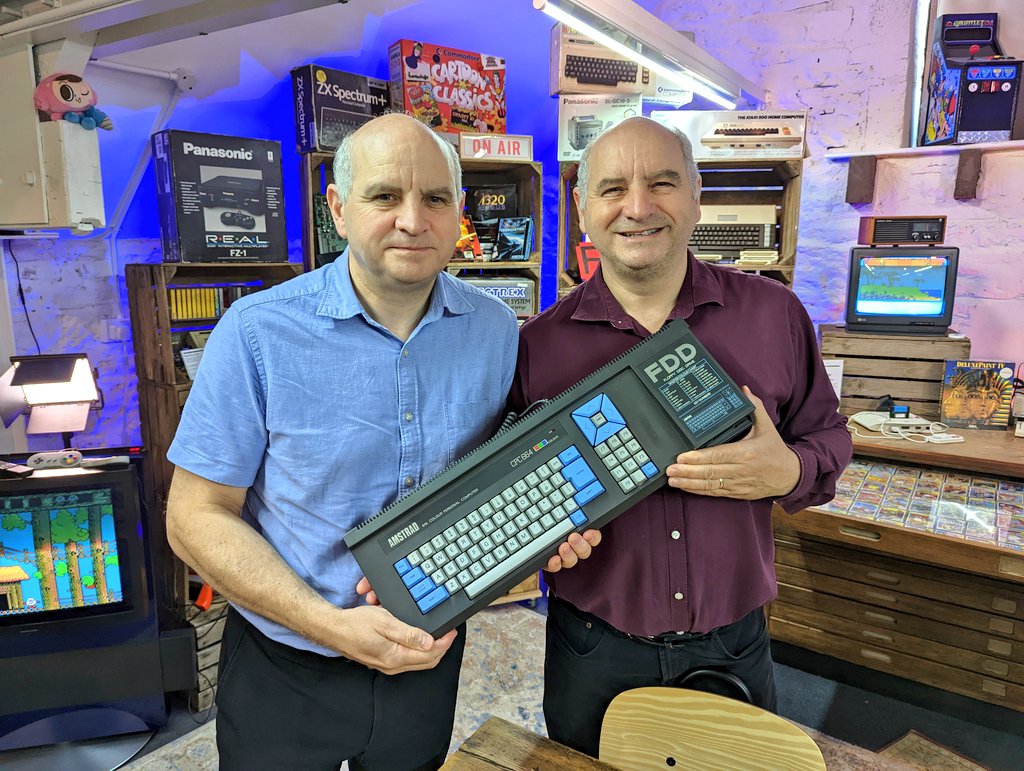 FlamelilyIT's tweet photo. Got @TheOliverTwins to sign my Amstrad at The Cave with @RMCRetro #dizzy #amstrad #Retro #CPC664 https://t.co/oKgGT3cqVE