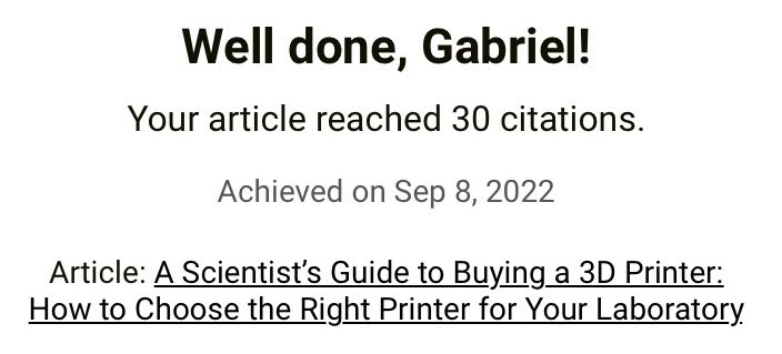 Gabriel NegrĆ£o (@gabrielnegrao_) on Twitter photo So happy <a href="/JoshuaTully96/">Joshua Tully</a> and I decided to write this one, and help scientists get into 3D printing. The acceptance has been awesome, and we are glad this is been a useful paper! Much more cool 3D printing stuff to come! Stay tuned š #3DPrinting #3dprintingforscience So happy <a href="/JoshuaTully96/">Joshua Tully</a> and I decided to write this one, and help scientists get into 3D printing. The acceptance has been awesome, and we are glad this is been a useful paper! Much more cool 3D printing stuff to come! Stay tuned š #3DPrinting #3dprintingforscience