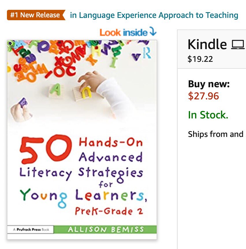TeacherAllison's tweet photo. Thankful for amazing educators and friends who are helping spread the word about the new book! It’s the #1 New Release in Language Experience Approach to Learning and #61 in Gifted Ed this morning! @prufrockpress https://t.co/TcWiP3U0Ju