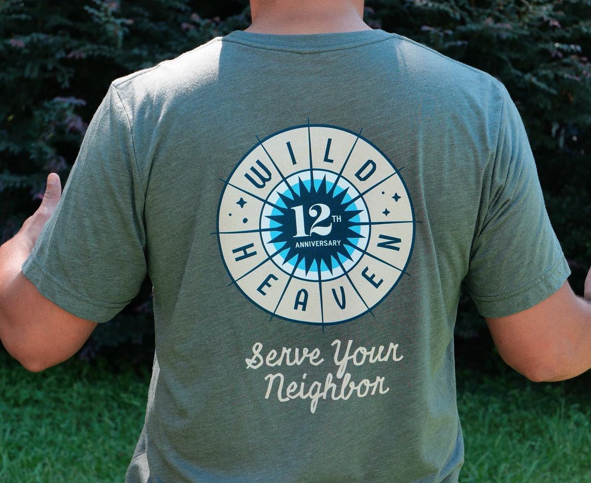 12th Anniversary Shirts! Super soft, super limited edition w/ our Anniversary zodiac-inspired logo big and bold on the back. Get yours today at both locations, avail in sunset triblend and military green triblend.

#serveyourneighbor #wildheaven #wildheavenbeer #12thanniversary