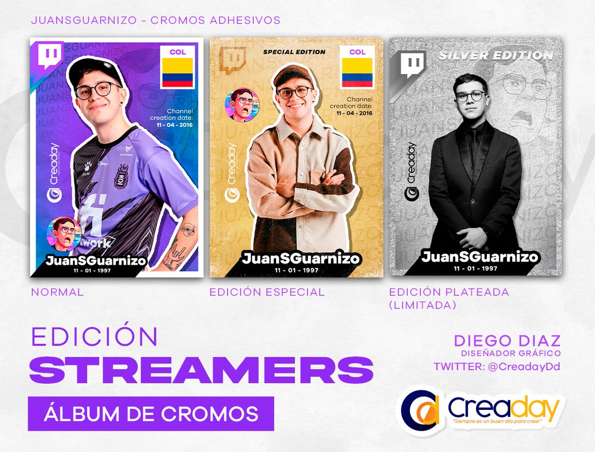 CreadayDd's tweet photo. Y empezamos con @JuanSGuarnizo 🤩
quien inaugura este álbum de streamers✨
Espero que te guste💛 #TortillaLand2 https://t.co/VzqaH8QFVP